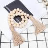 Decor Farmhouse Handmade Garland Wall Hanging Tassels String Wood Bead Garland With Jute Rustic