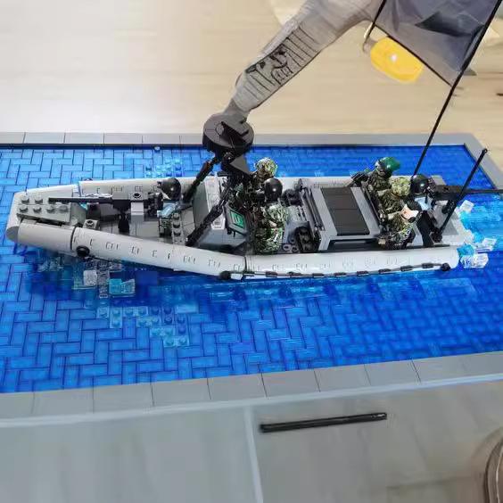 Конструктор скоростного катера Морских котиков, Военная серия, Модель клипера команды спецназа, Сборная игрушка, Совместимый