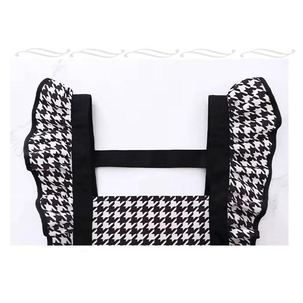 Фартук из холста, клетчатый чехол с изображением тысячи птиц, для кухни, готовки, на талию, для ресторана, рабочая одежда, для женщин