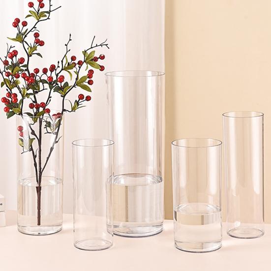 Прозрачная цилиндрическая ваза для цветов, свадебная вечеринка, обеденный стол, центральный элемент, гидропонный держатель для цветов, прозрачный