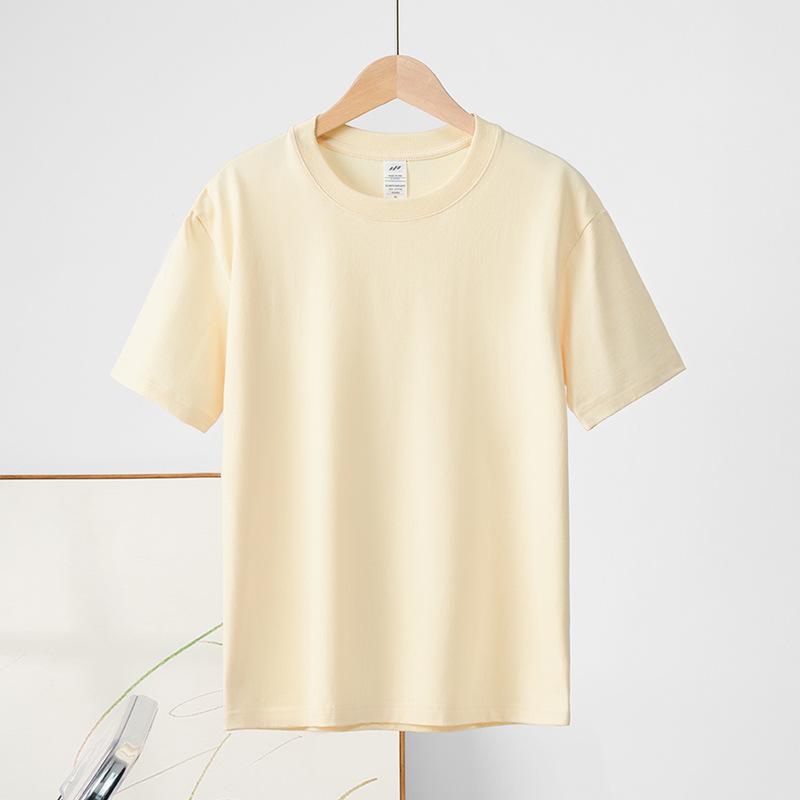 Летняя повседневная однотонная футболка с круглым вырезом, классическая футболка с коротким рукавом для женщин, базовая футболка, женская футболка для пригородных поездок, хлопковые топы, футболки