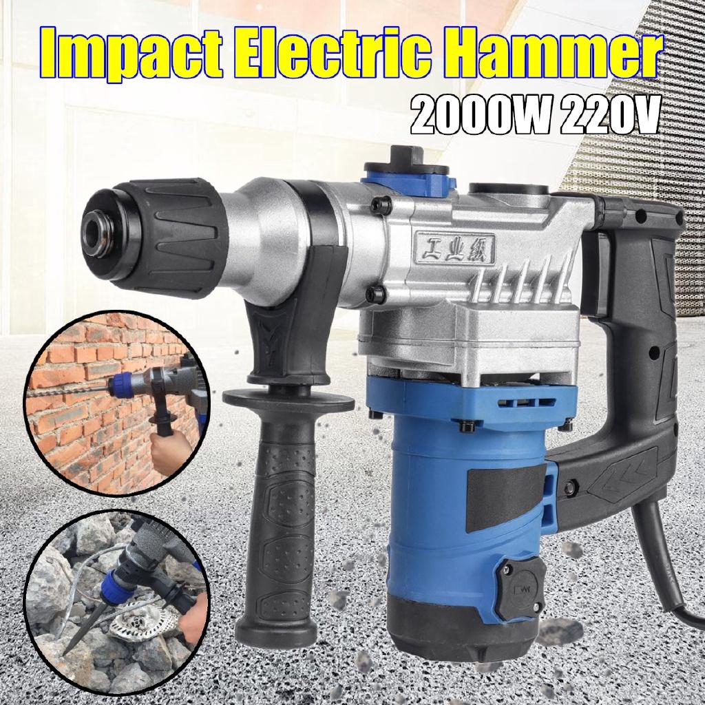 2000W 220V Heavy Impact Electric Hammer Concrete Breaker Drill Industrial Power Tools Concrete Impact Drill Power Tools
