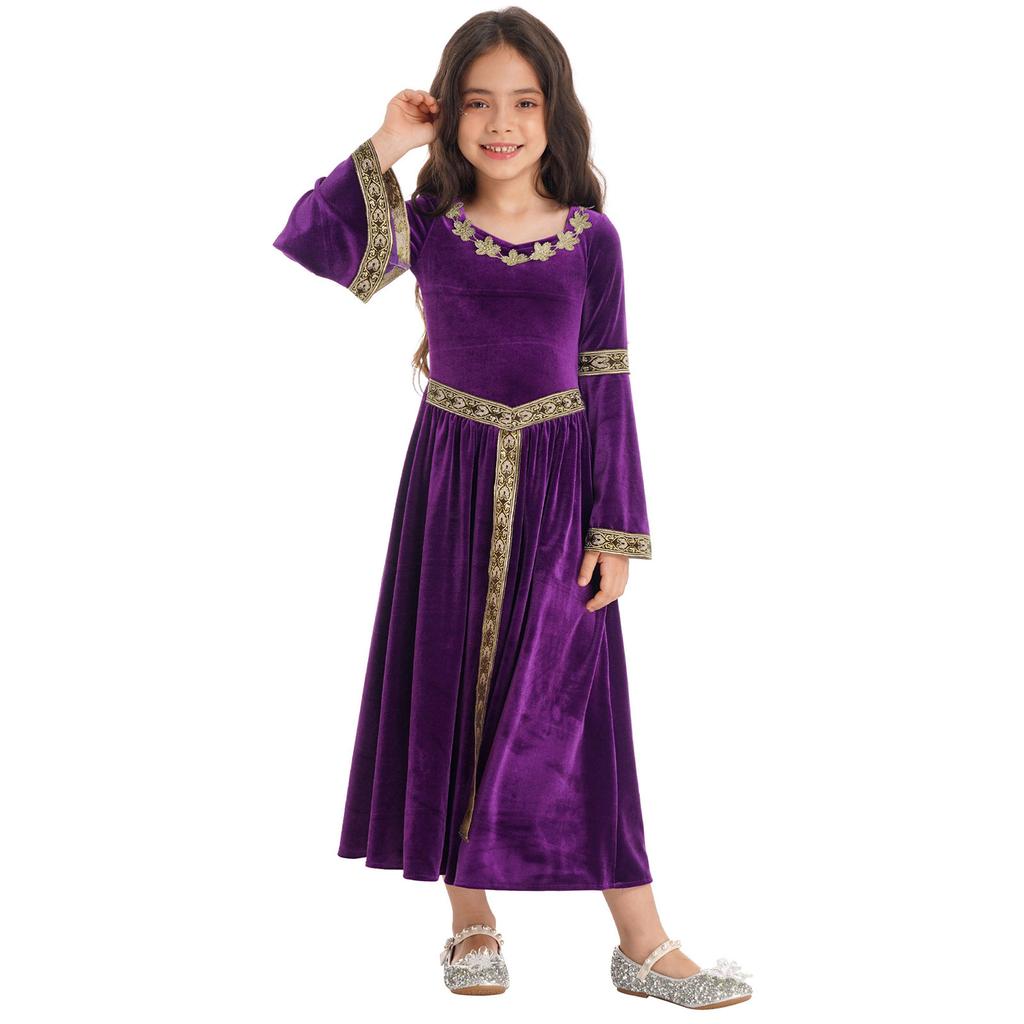 Girls Medieval Princess Costume Renaissance Costume Robe Retro Gown Dress for Halloween Cosplay Dress Up