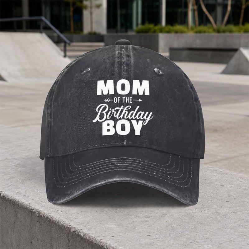 Vintage Lucky Star Boy Mom Print Washed Baseball Cap Adjustable Duckbill Cap for Outdoor Daily Wear Parties Vacations