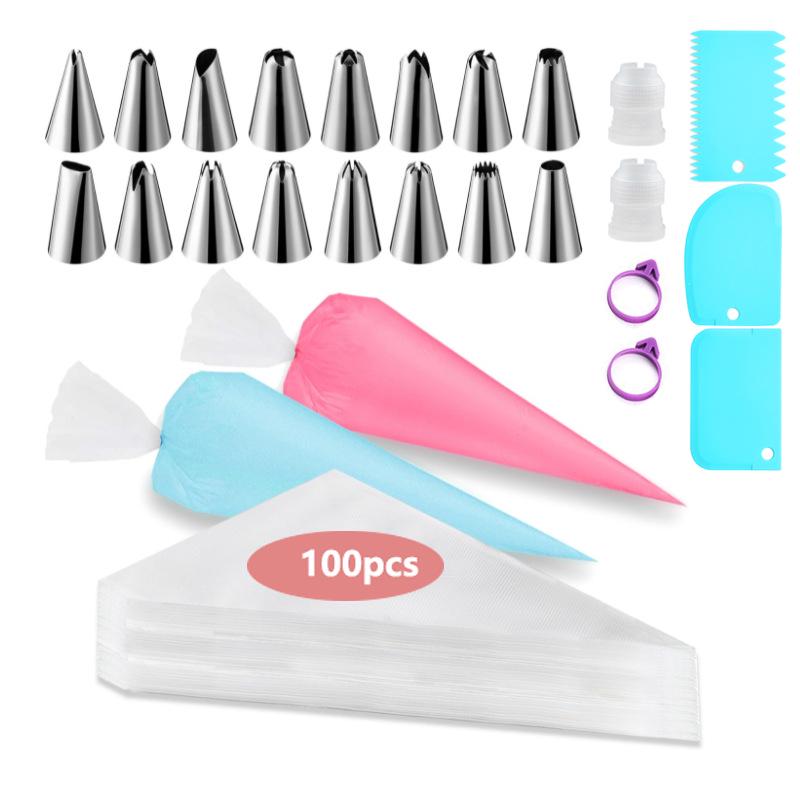 Набор насадок из нержавеющей стали для украшения тортов и крема с одноразовыми пакетами