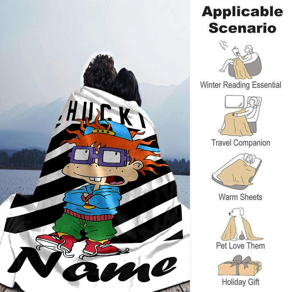 Customiz Name Personality Rugrats Blanket Soft &Warm Sofa Office Bed Travel Lunch Break Blanket, Gift Suitable All Seasons