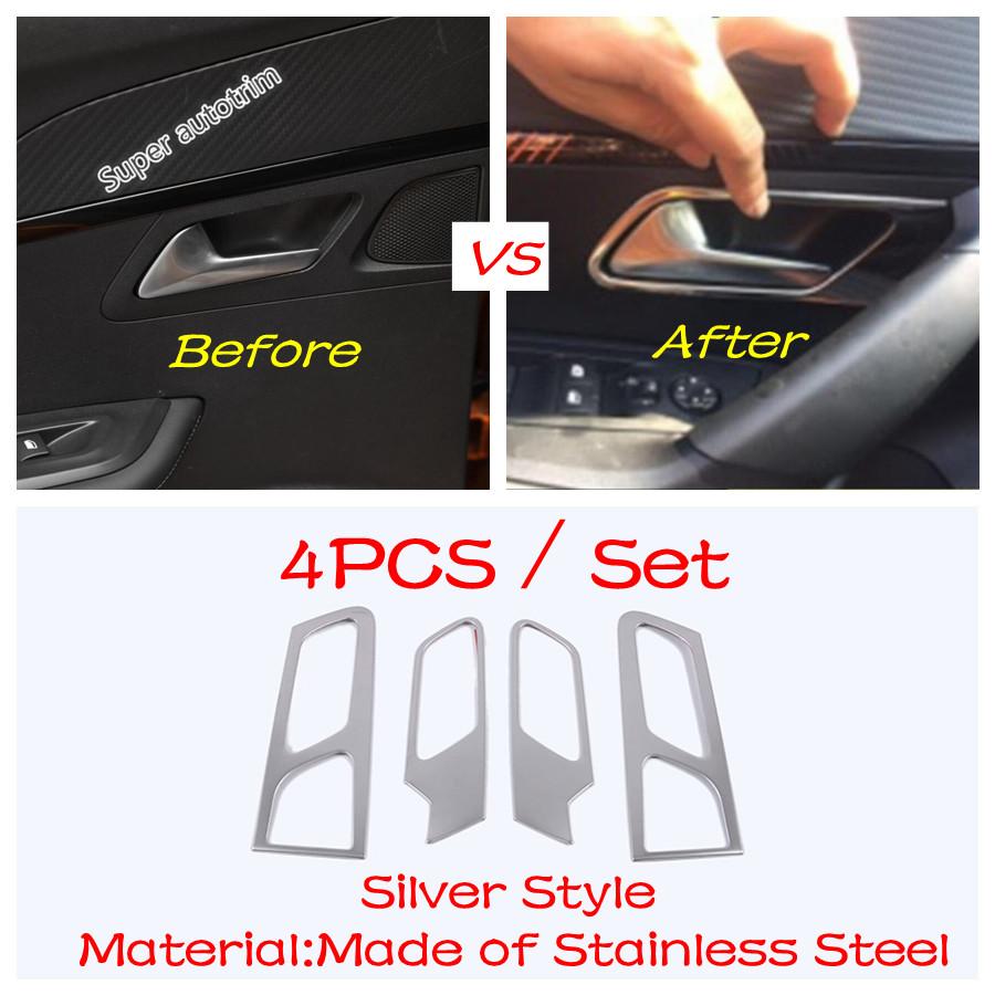 Car Door Handle Catch Panel Audio Speaker Sequ Cover Trim For Peugeot 2008 - Stainless Steel Accessories Interior