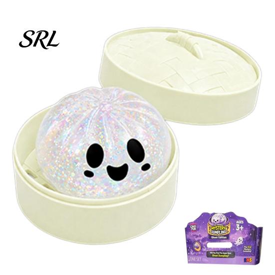 Halloween Party Favors 1/4/5Pcs Dumpling Squeeze Toy with Steamer Box, Cartoon Glitter Steamed Bun Slow Rising Fidget Stress Relief Toy, Ball for Home