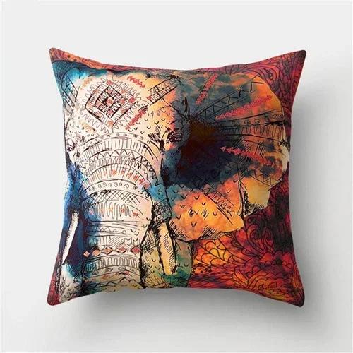 1 Pcs Cartoon Elephants Print Throw Pillow Cover Cushion Case Home Decoration