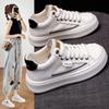 Leather Platform White Shoes Women's Ins Style High-top Shoes Spring New Versatile Board Shoes Casual Sports Shoes