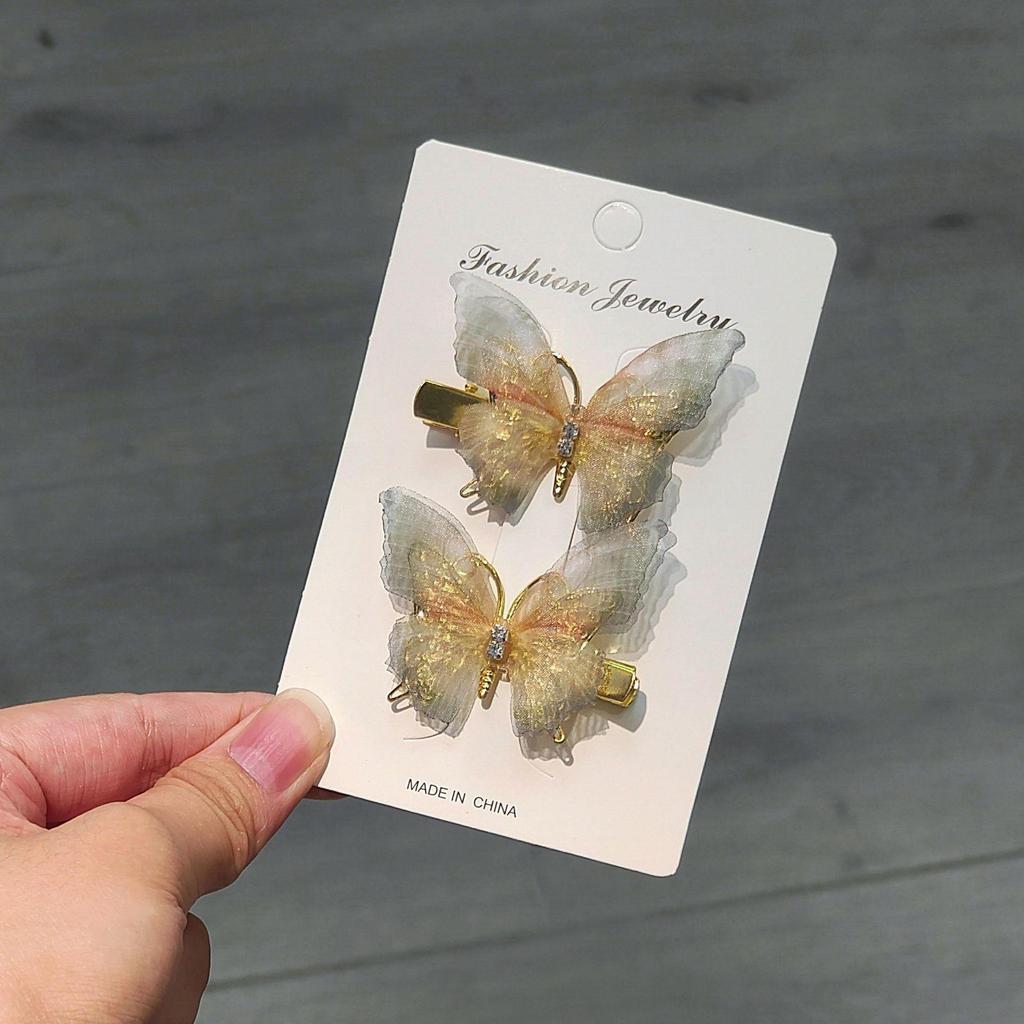 Градиентная заколка-бабочка для детей - симпатичная заколка-уточка из сетки и сплава, идеально подходит для стилей ханьфу и феи