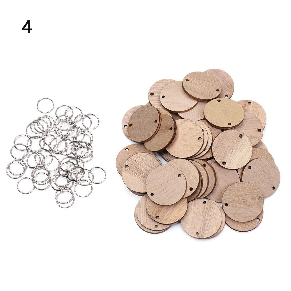 Holes Ring Clips Embellishments Wood Slices Wooden Circle Discs Tags Plaque Board Hanging Label