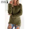 HNXC Женские модные повседневные однотонные свободные свитера с круглым вырезом и осенне-зимним принтом с длинными рукавами