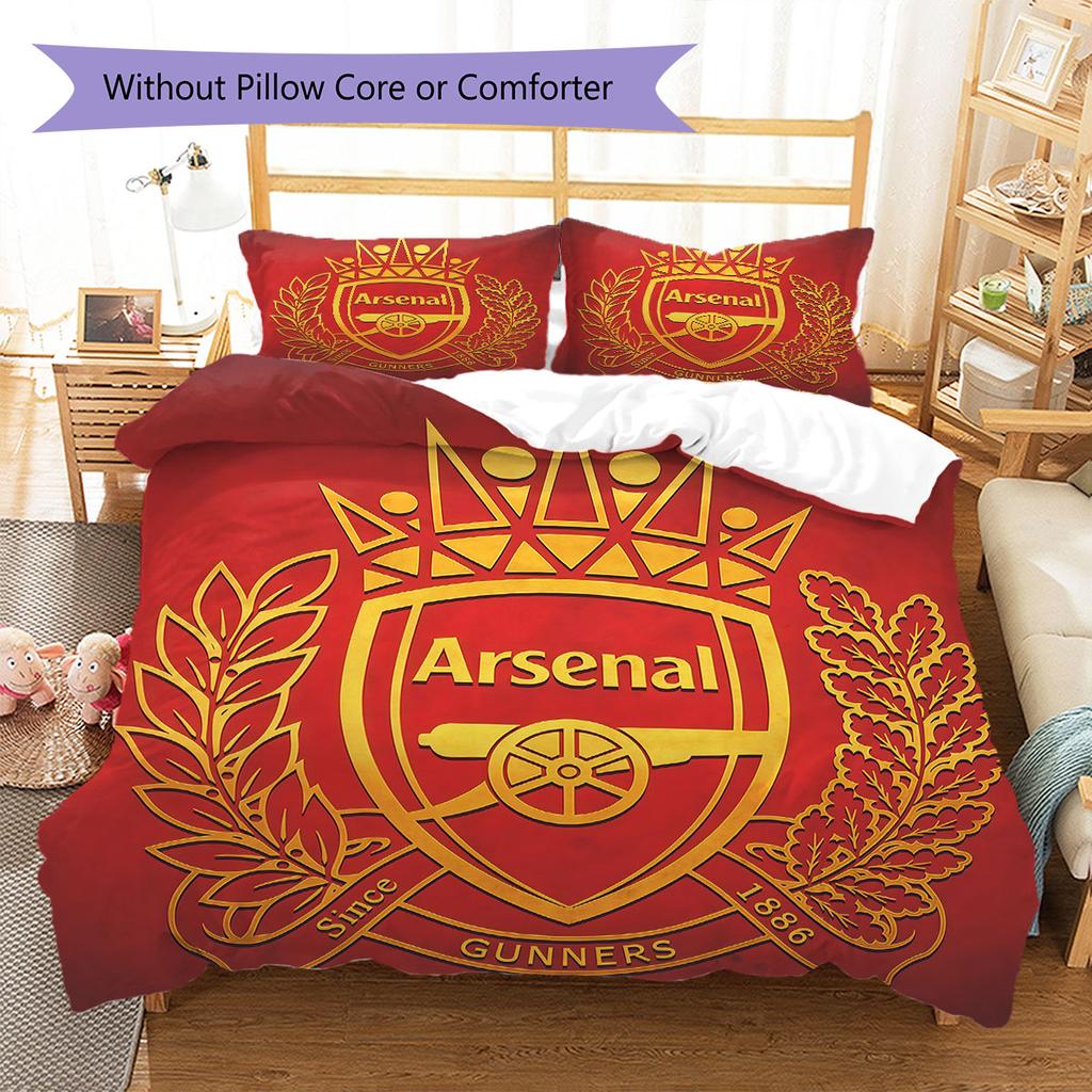 Arsenal F Pattern Bedding,Quilt Set Quilt Cover Pillowcase Home Birthday Gift(1 * duvet cover + 2 * pillowcase, without core)