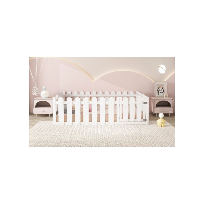 Детская кровать - MUVOE - 140 x 200 см - Массив дерева - Белый - Дизайн с дверцей