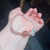 Natural Pink Quartz Bracelet Double Layer Stackable Strawberry Crystal Beaded Wrap Bangle Women