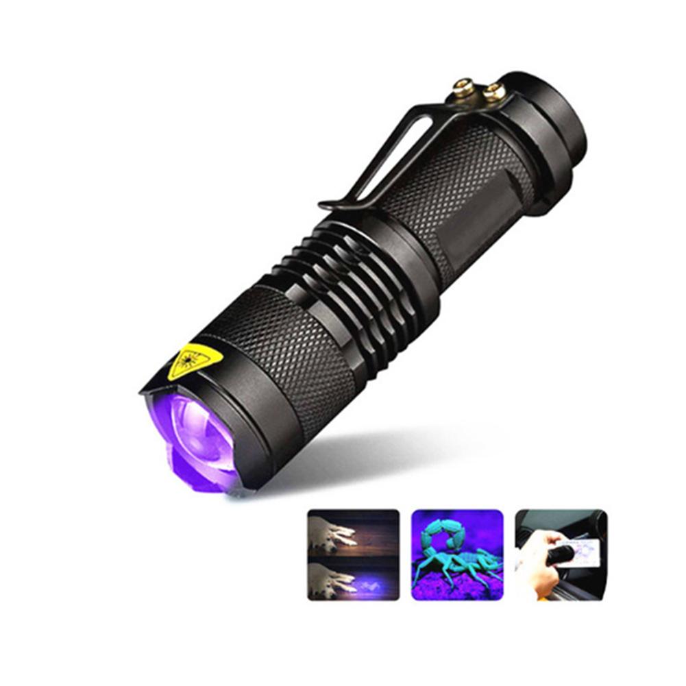 Mini LED UV Flashlight 365nm 395nm Waterproof Ultraviolet Torch Money Verification Pet Urine Stains Detector Scorpion Hunting