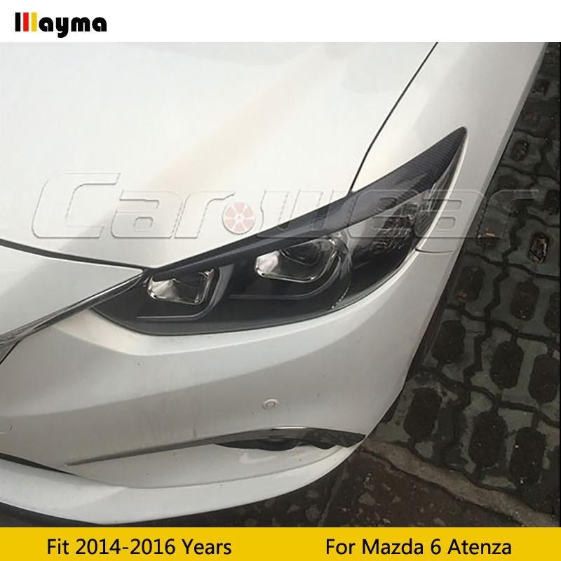 Накладка-стикер "Бровь" фары из углеродного волокна для Mazda 6 Atenza 2014 - 2016 M6 Стекловолокно грунтовка бровь