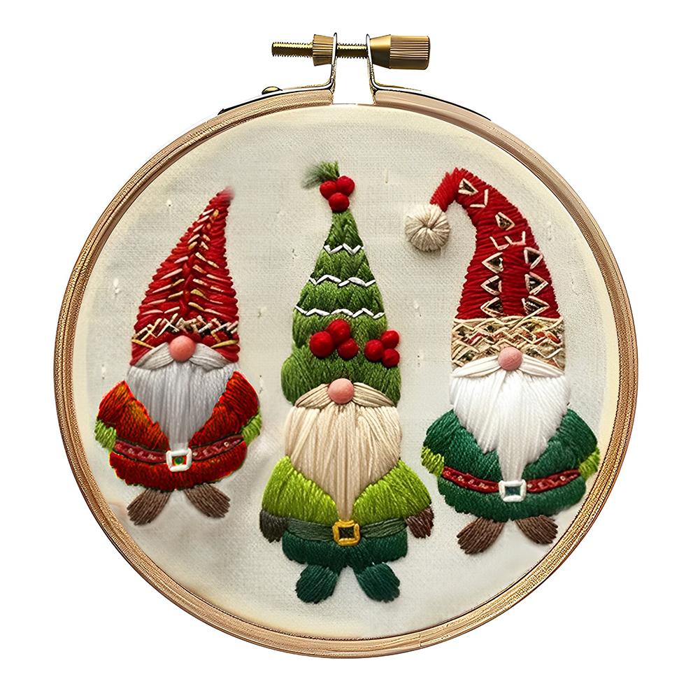 Christmas Embroidery Starter Kit Cross Stitch Set Includes Hoop Cloth Threads DIY Embroidery Kit for Beginners Adults