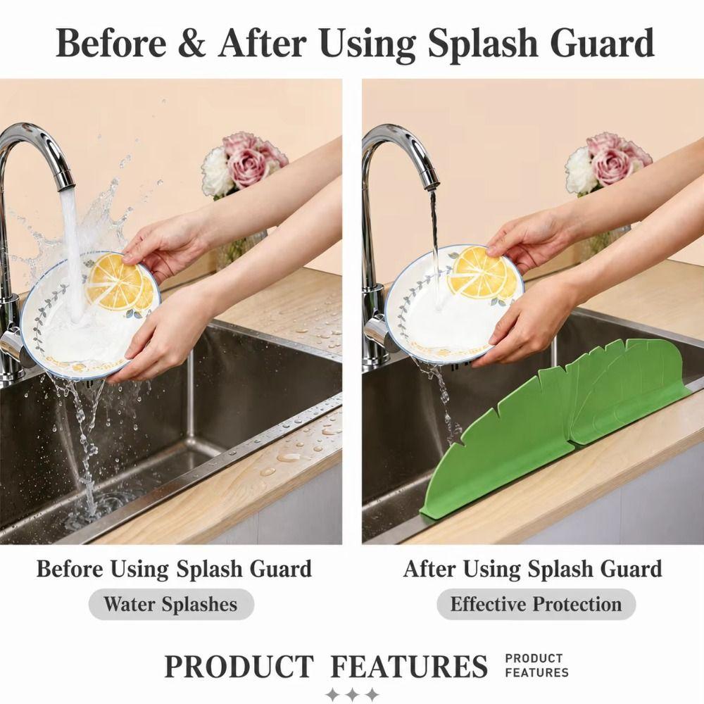 Foldable Sink Splash Guard Leaf Shape Splashboard Protector Sink Water Baffle Bathroom Vanity