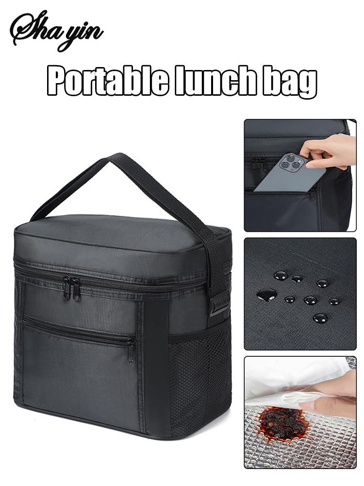 Large Capacity Portable Lunch Bag Oxford Cloth Ice Pack with Aluminum Foil Insulation for Takeaway Delivery Outdoor Use