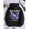 Beautiful Purple Butterfly Sweatshirt Women Fleece High Quality Hooded Simple Casual Hoodies Autumn Loose Oversized Hoodies & Sweatshirts Women’s