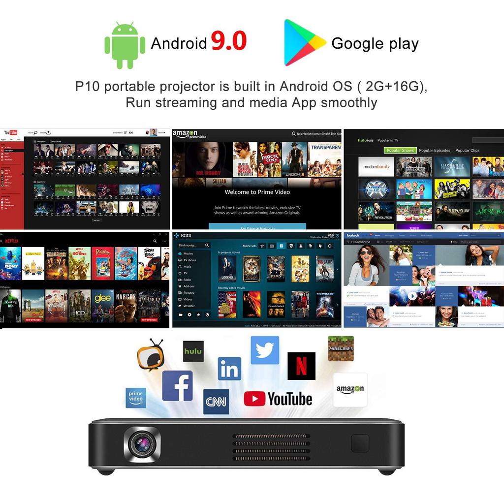 Vivicine P10 Android Smart Wi-Fi Портативный мини-светодиодный DLP-проектор для смартфона 200-дюймовый домашний кинотеатр