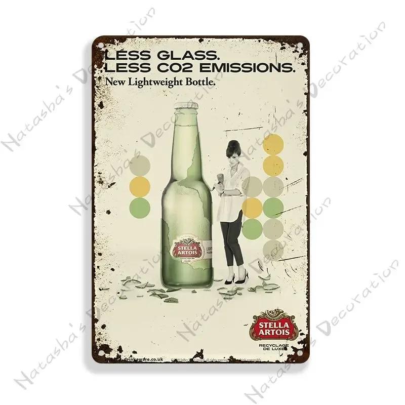 Декоративная тарелка Stella Artois Настенный декор Пиво Металлические знаки Настенная тарелка Винтажный металлический жестяной знак Индустриальный декор Домашний бар Жестяной знак