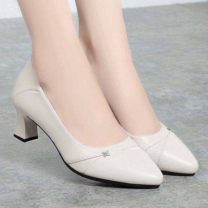 Мода Женская мода Черный искусственная кожа Весна Slip On квадратный каблук Туфли женские повседневные офисные туфли французский ретро мелкий рот темперамент