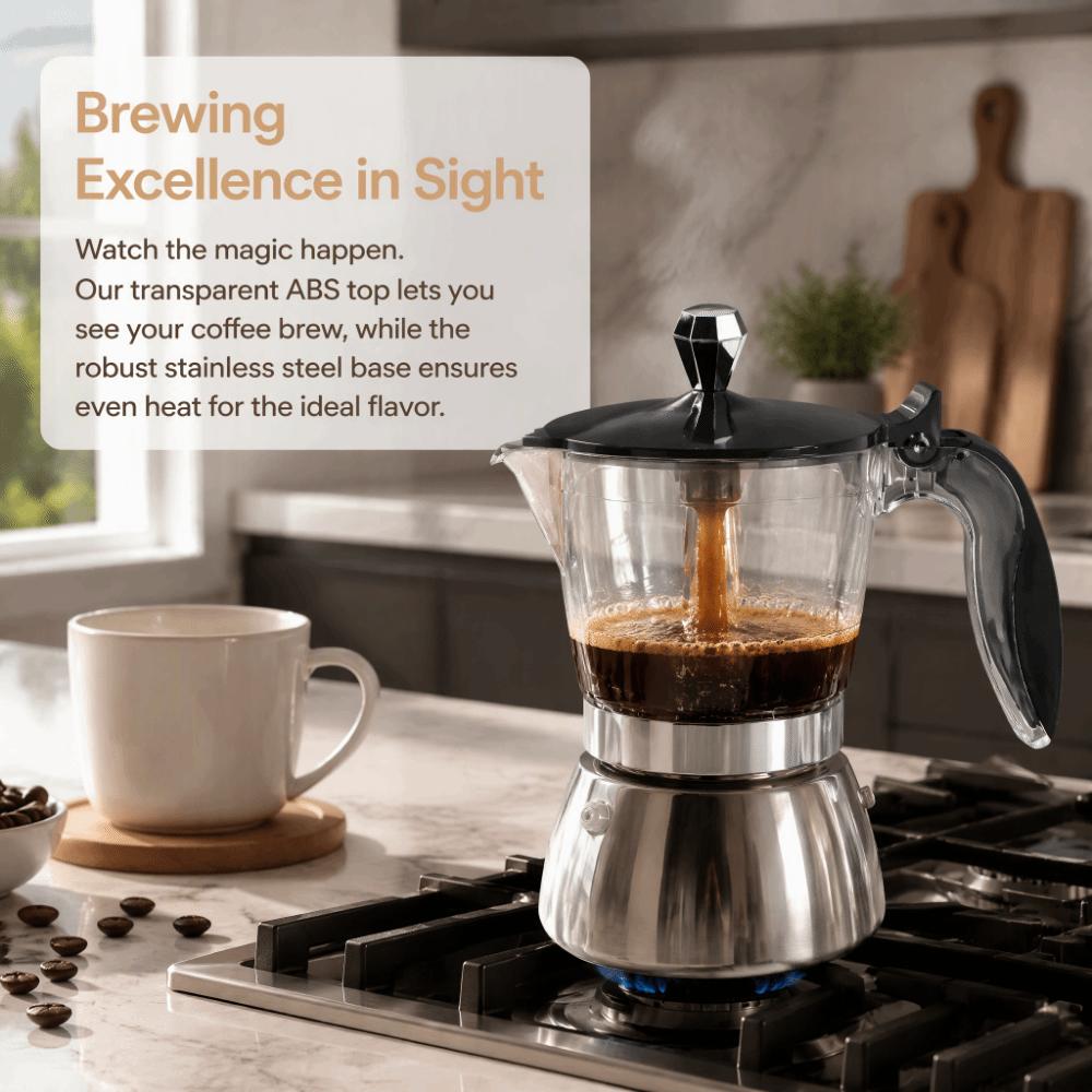 Stainless Steel Body Stovetop Coffee Maker Stainless Steel Coffee Pot Household Brewing