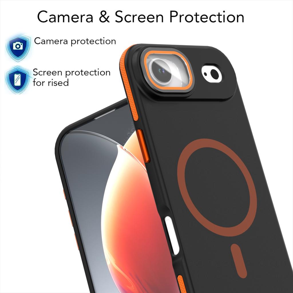 For iPhone Air Magnetic Case Skin-Touch TPU Acrylic Phone Back Cover with Lens Protector Kickstand