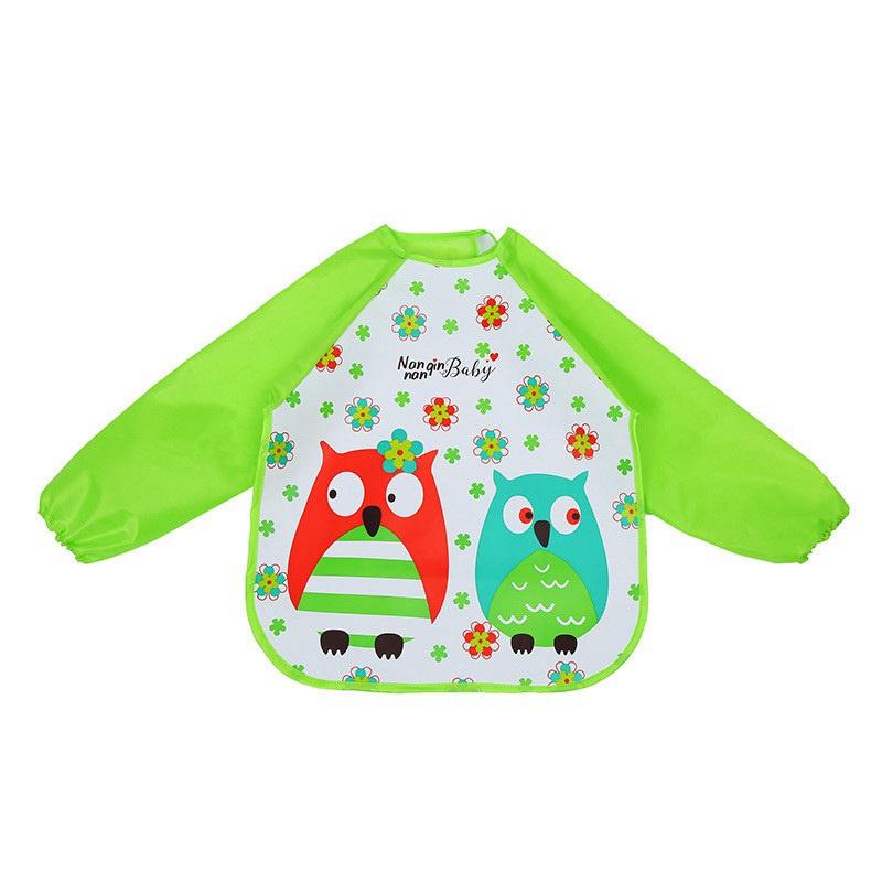 Baby Feeding Feeding Apron Thin Style Long Sleeve Baby Reverse Dressing Drawing Clothes Waterproof Bib