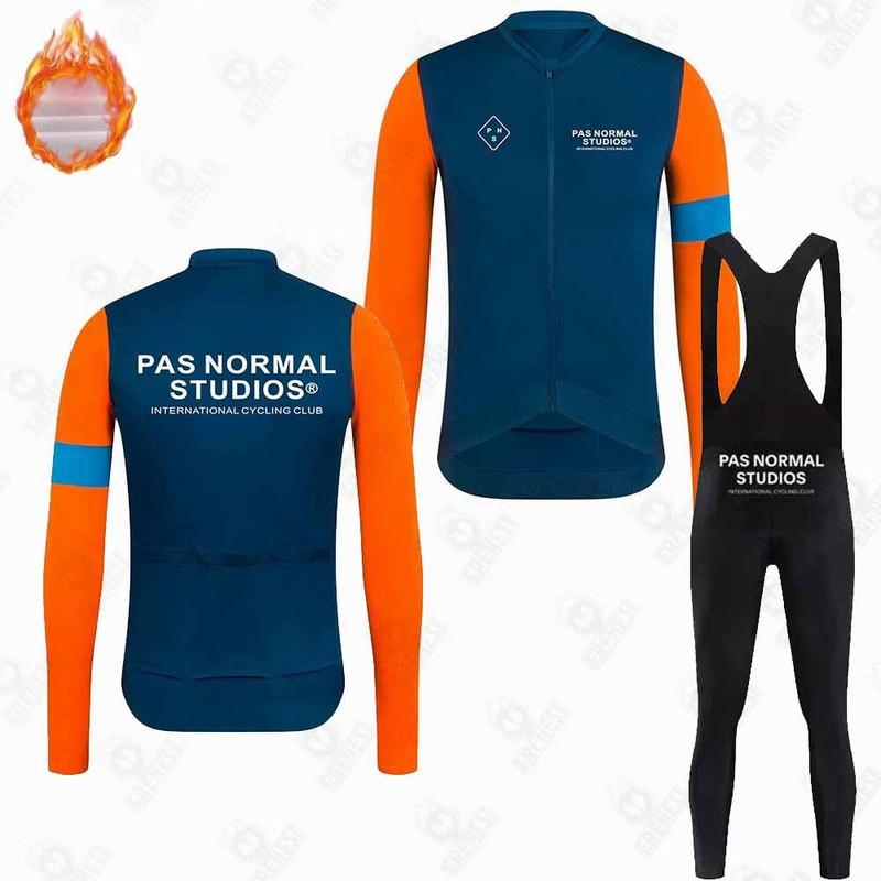 Fleece Cycling Suit Winter Long Sleeve Bib Pants Road Mountain Bike Outdoor Riding