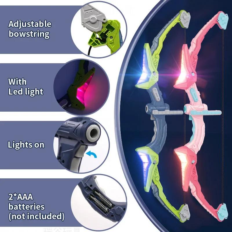 Children's Bow and Arrow Set Toys with Led Flash Lights Kids Archery Bow Practice Bow Outdoor Sports Game Shooting Toy Boys Gift