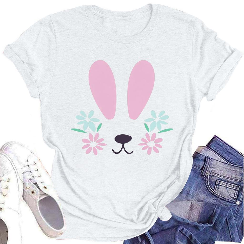 Women's Printed Round Neck Short-sleeved T-shirt Top