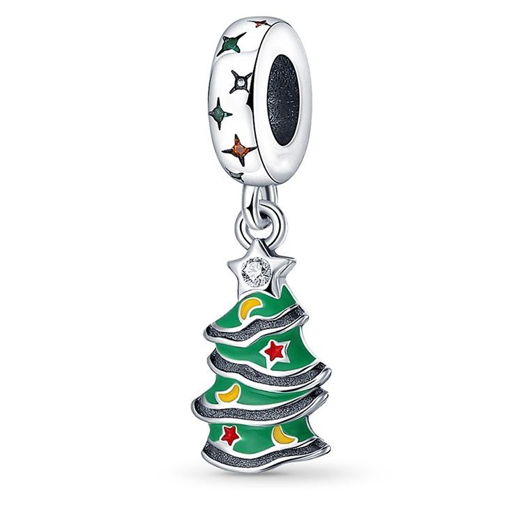 2026 Christmas Theme Collection Christmas Tree Bells Snowflake Beads Charm 925 Silver Accessories