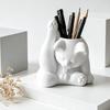 jijijing Cat Pen Holder, Cute Resin Desk Organizer, Funny Figurine, Decorative Storage Statue for Office Supplies, Creative Desktop Home Decor