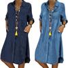 New Women's Denim Dress Solid Color Plus-size Dress