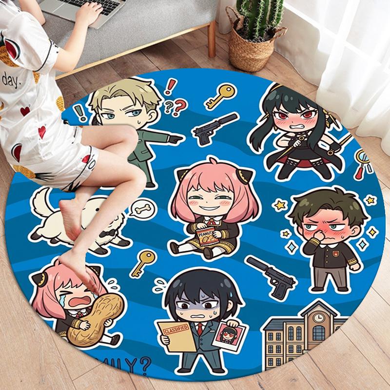 Spyxfamily Round Area Rug Carpet Rug For Living Room Bedroom Sofa Playroom Decor Nonslip Floor Mat
