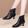 Осенние и зимние короткие сапоги женские остроносые ботильоны на среднем каблуке одинарные сапоги на небольшом толстом каблуке модные высококачественные женские сапоги
