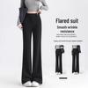 Women's Black Micro Flare High Waist Slimming Pants - Autumn Elastic Casual Wear