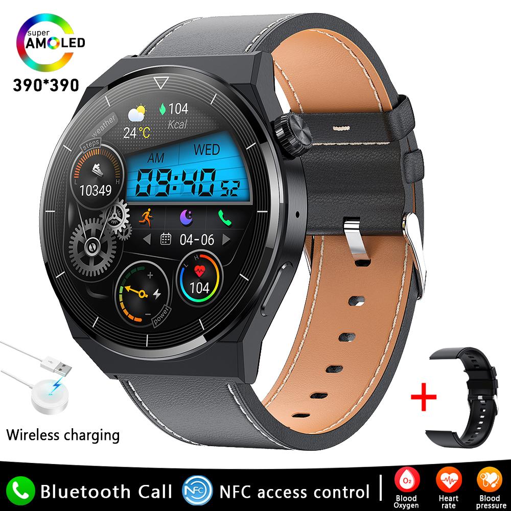 Для Huawei Xiaomi Nfc Smart Watch Men Gt3 Pro Amoled 390*390 Hd Экран Heart Rate Bluetooth Call Ip68 Водонепроницаемые Smartwatch