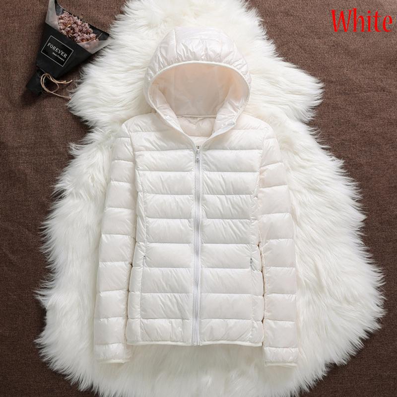 Women Casual Windproof Parka White Duck Down Jacket Coat Hooded Warm Autumn Winter