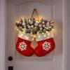 Twinkling Christmas Mitten Wreath, Christmas Lighted Werath Front Door Artificial Garland, Christmass Balls Hanging For Par