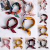Vintage Head-Neck Tie Hair Band Wrist Wrap Women Square Scarf Handkerchief Bandana Silk Feel Satin
