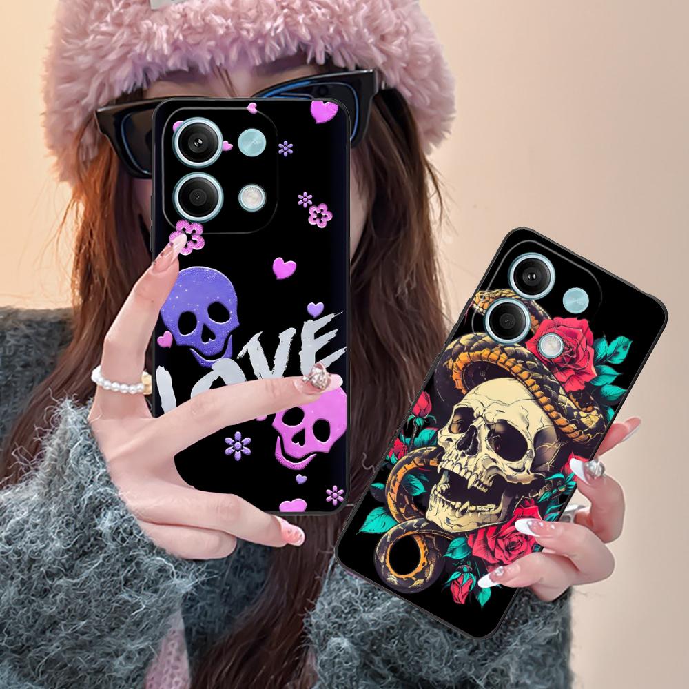 Skull Lover Phone Case for Xiaomi Redmi Note 14 13 12 11 10 9 S A Pro Plus Lite 5G Black Cover Smartphone Cellphones