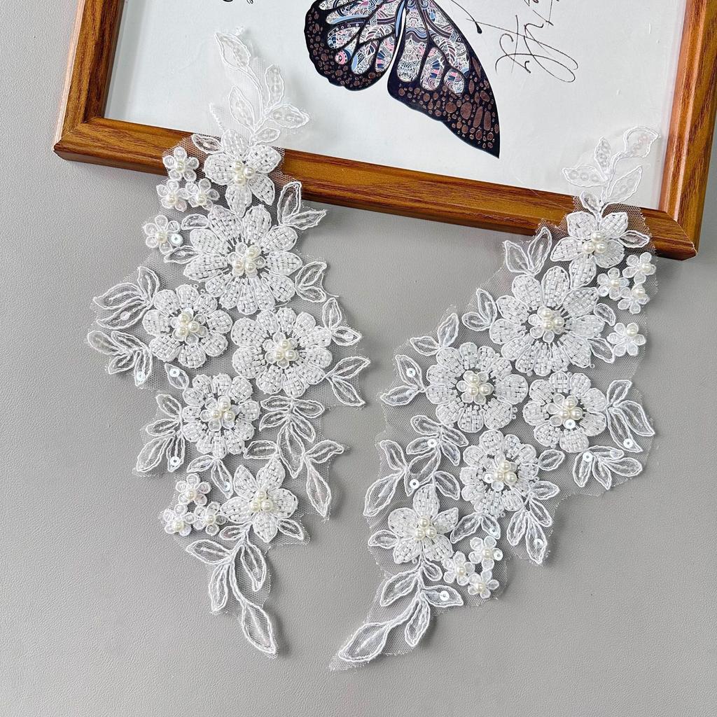 Hot-Selling Beaded Sequins Embroidered Front Neckline Patch Dress Wedding Dress Front Collar Diy Accessories