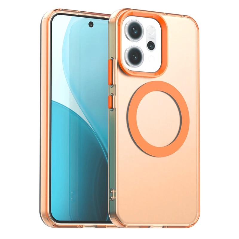 Чехол для Reno 14 Pro 14F Magsafe Беспроводная зарядка Жесткий ПК Чехол для OPPO Reno14 5G Магнитная адсорбция Карамельный Противоударный бампер