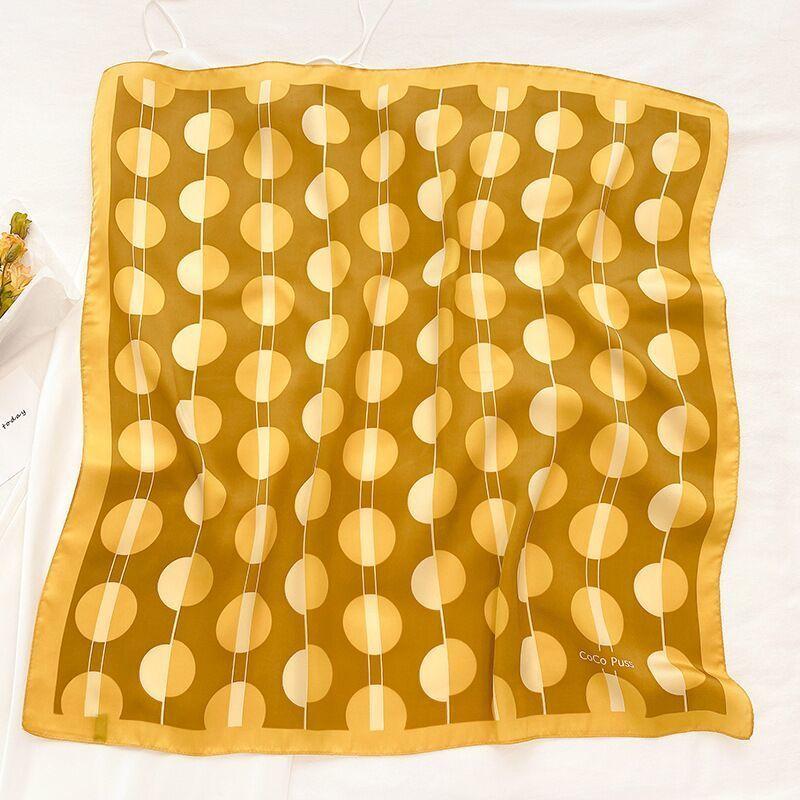 Polka Dot Korean-Style Versatile Silk Scarf for Women Square Scarf Ideal for Students & Professionals – Spring-Autumn Decorative Accessory