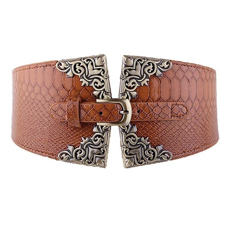 European and American Catwalk Needle Buckle Palace Style Peacock Pattern Women's Belt Elastic Ultra-wide Retro Waist Seal Elastic Belt